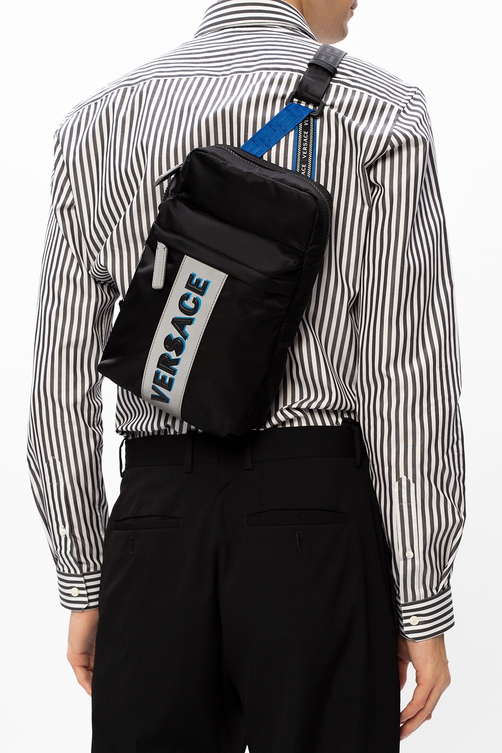 Versace Logo Backpack In Black