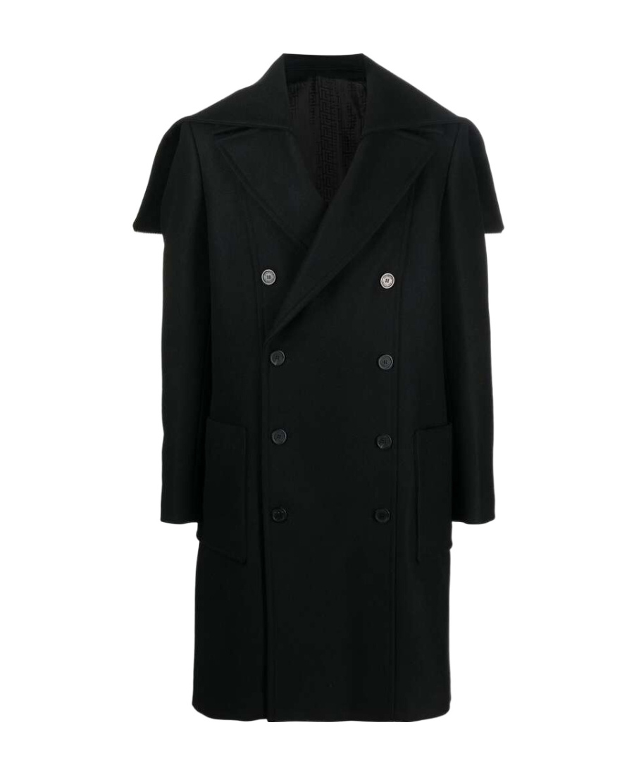 Balmain Double Lapel Double-breasted Coat In Black