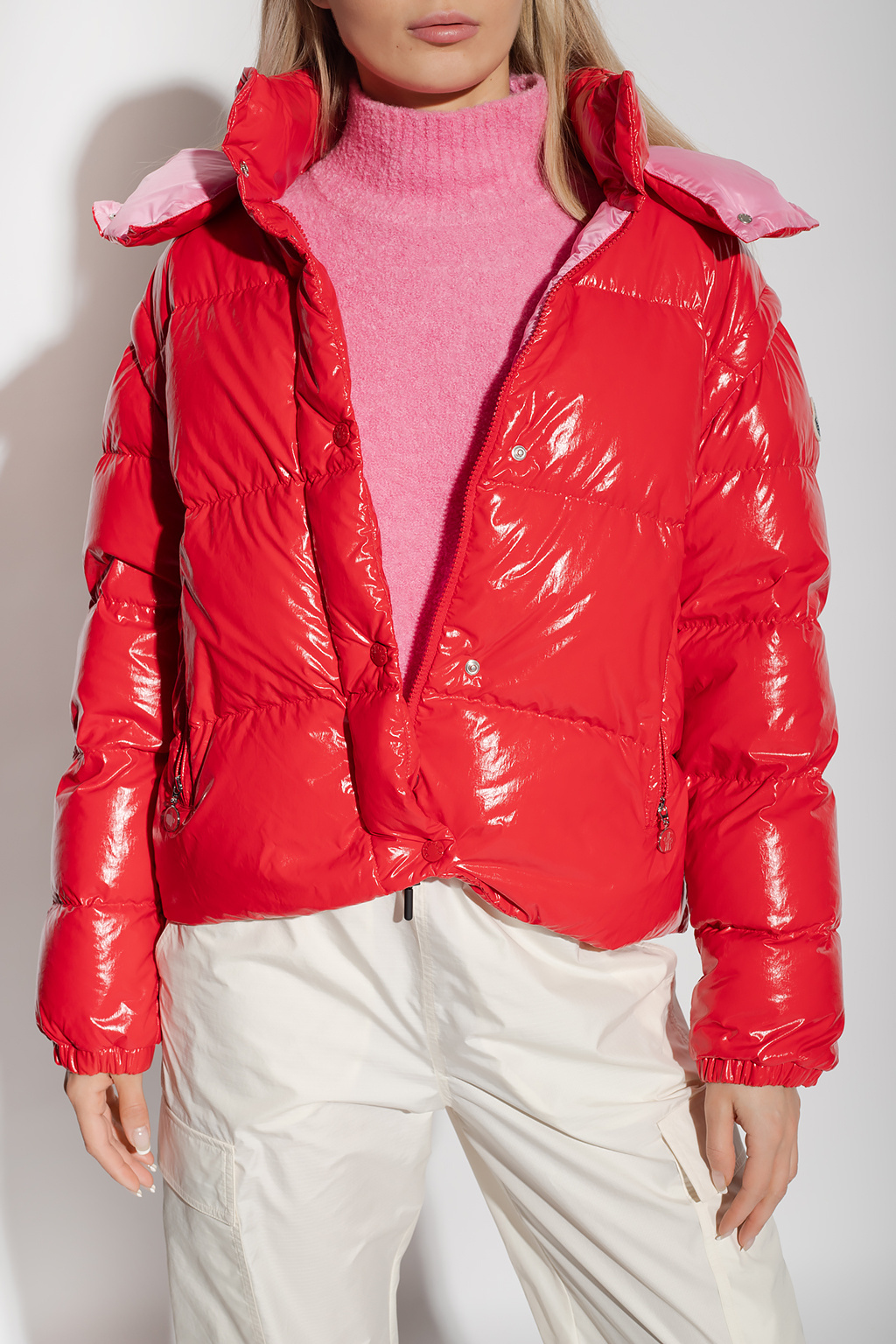 Moncler High-shine Padded Jacket In Red