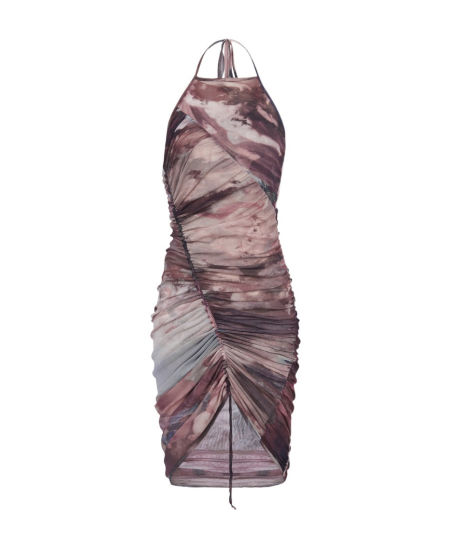 Balmain Pastel-print Tulle Dress In Multicolor