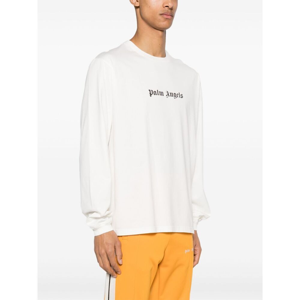 Palm Angels "classic Logo" Merino Wool And Cashmere Sweater In White