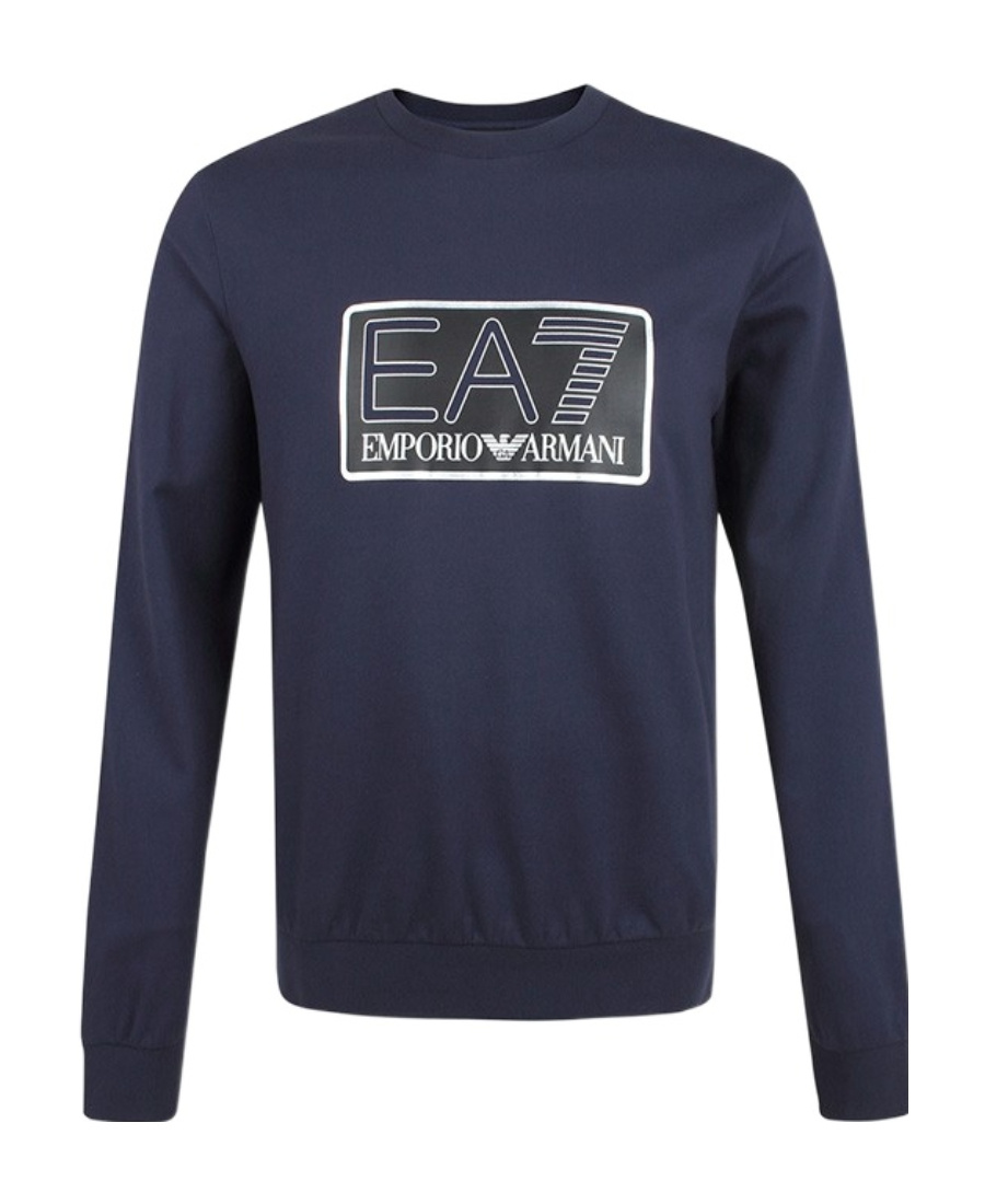 Ea7 Round-necked Logo Sweater In Black
