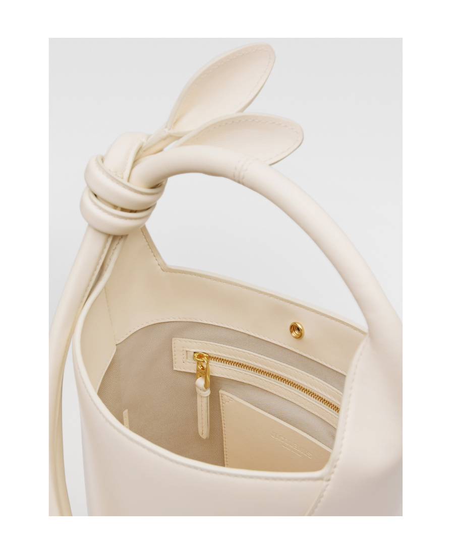 Jacquemus Logo Plaque Knot-detailed Top Handle Bag In White