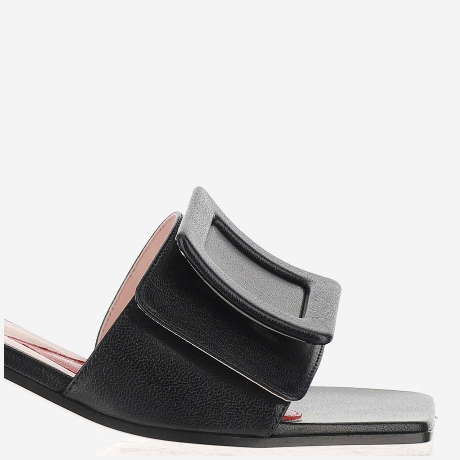 Roger Vivier Square-headed High-heeled Sandals In Black