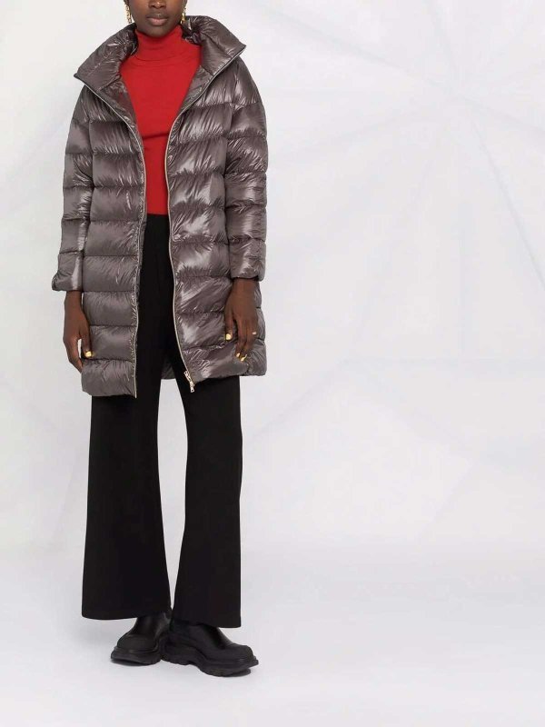 Herno Women's Anthracite Feathers Coat In Gray