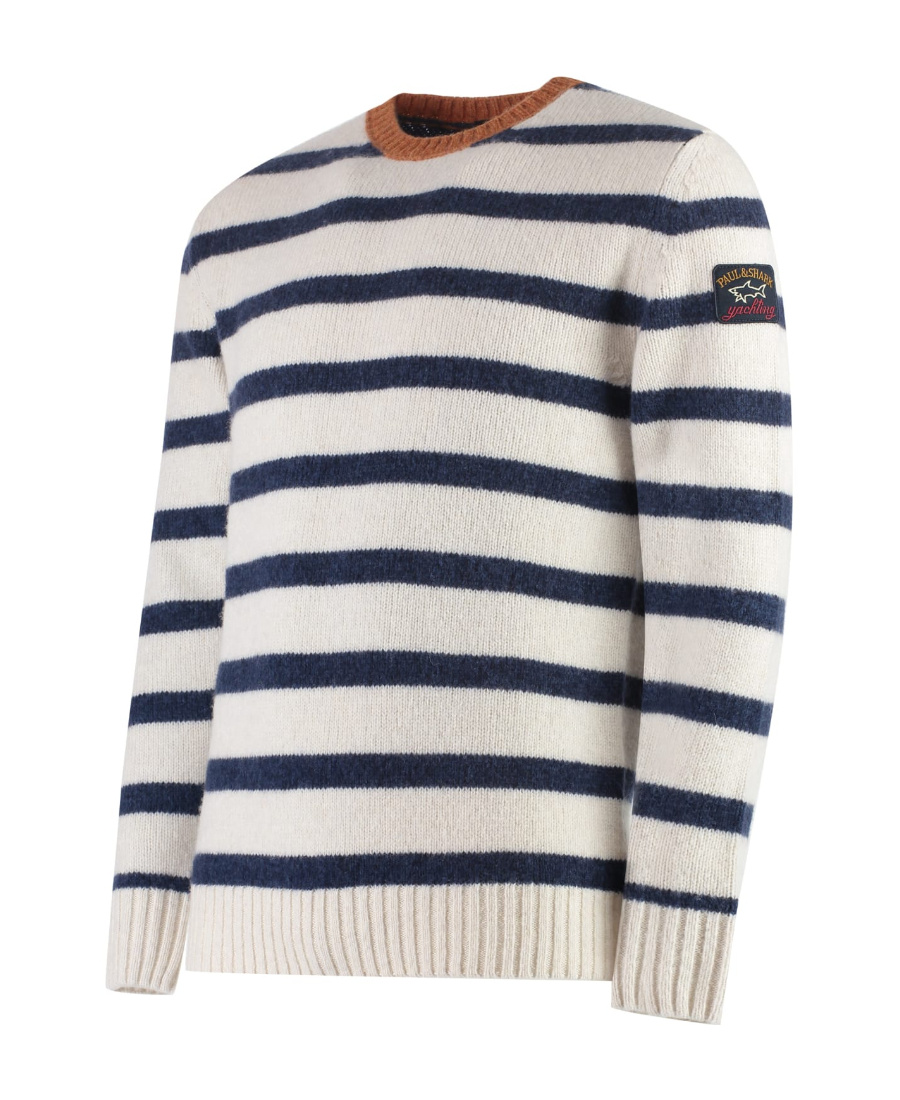 Paul & Shark Round Collar And Long-sleeved Pullover In White