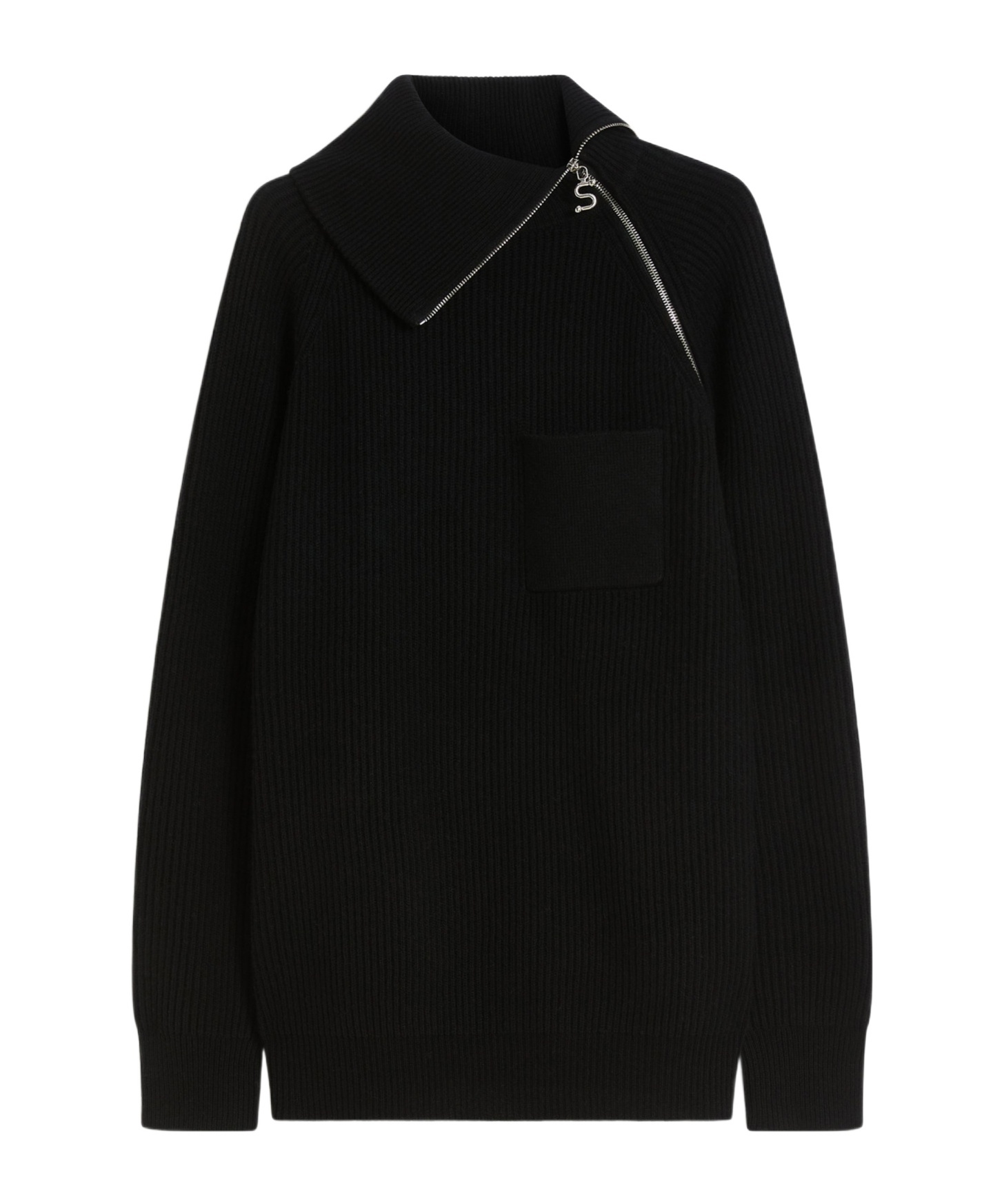 Sportmax Long-sleeved Zip-up Sweater In Black