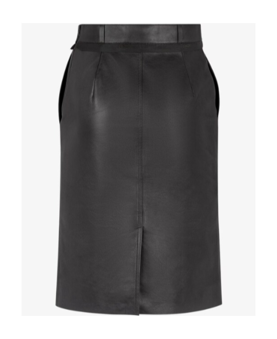 Shop Fendi Cut-out Leather Skirt In Black