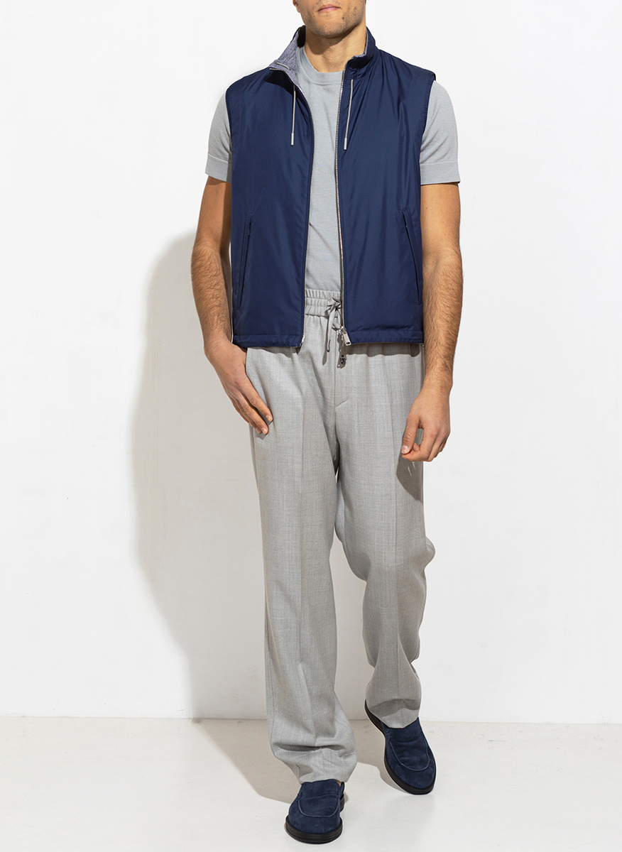 Zegna Reversible Zip-up Vest In Blue