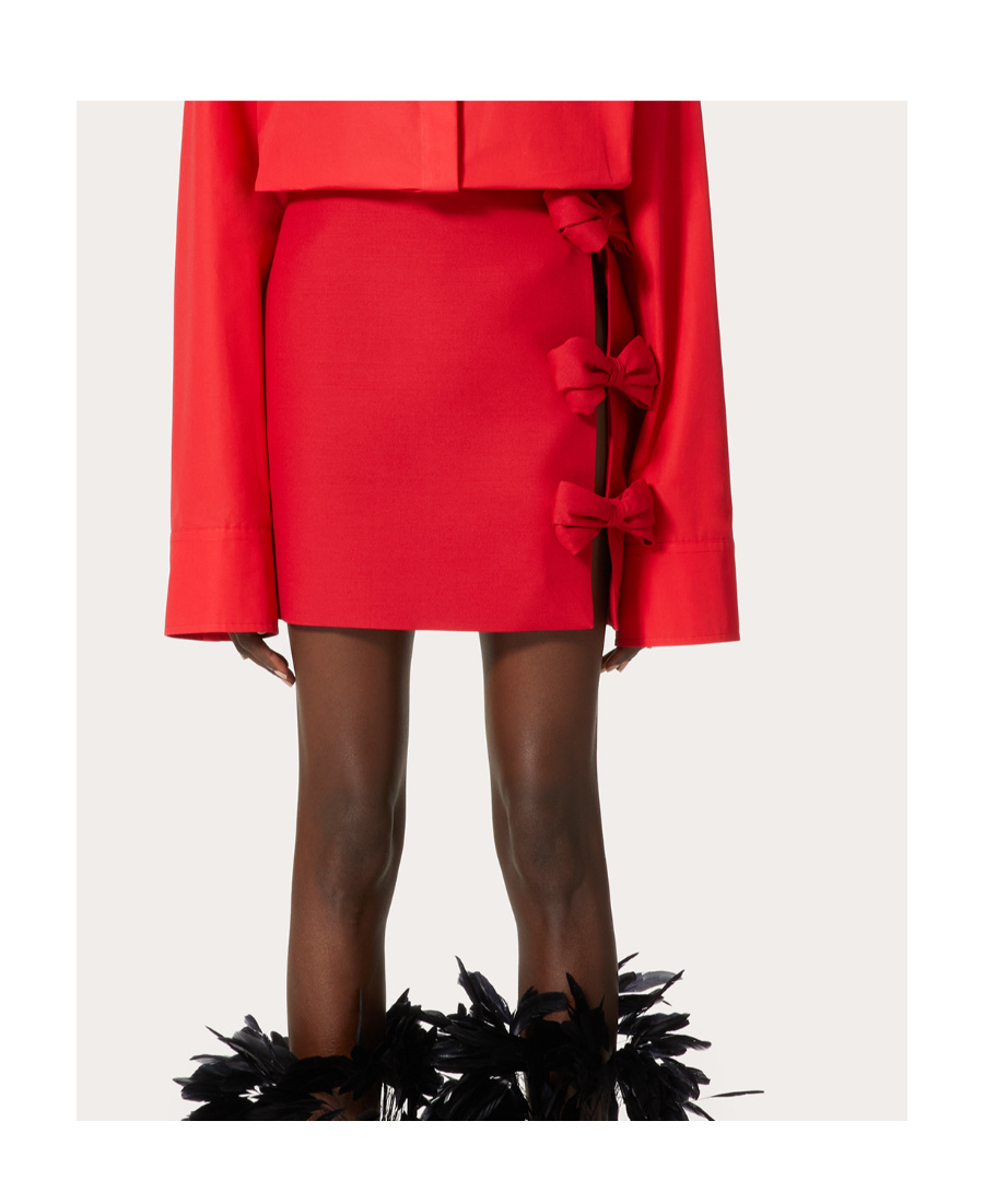 Valentino Crepe Couture Bow-detail Miniskirt In Red