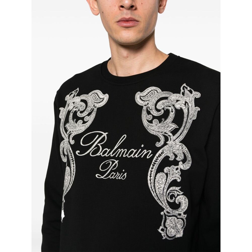 Balmain Logo-print Cotton Sweatshirt In Black