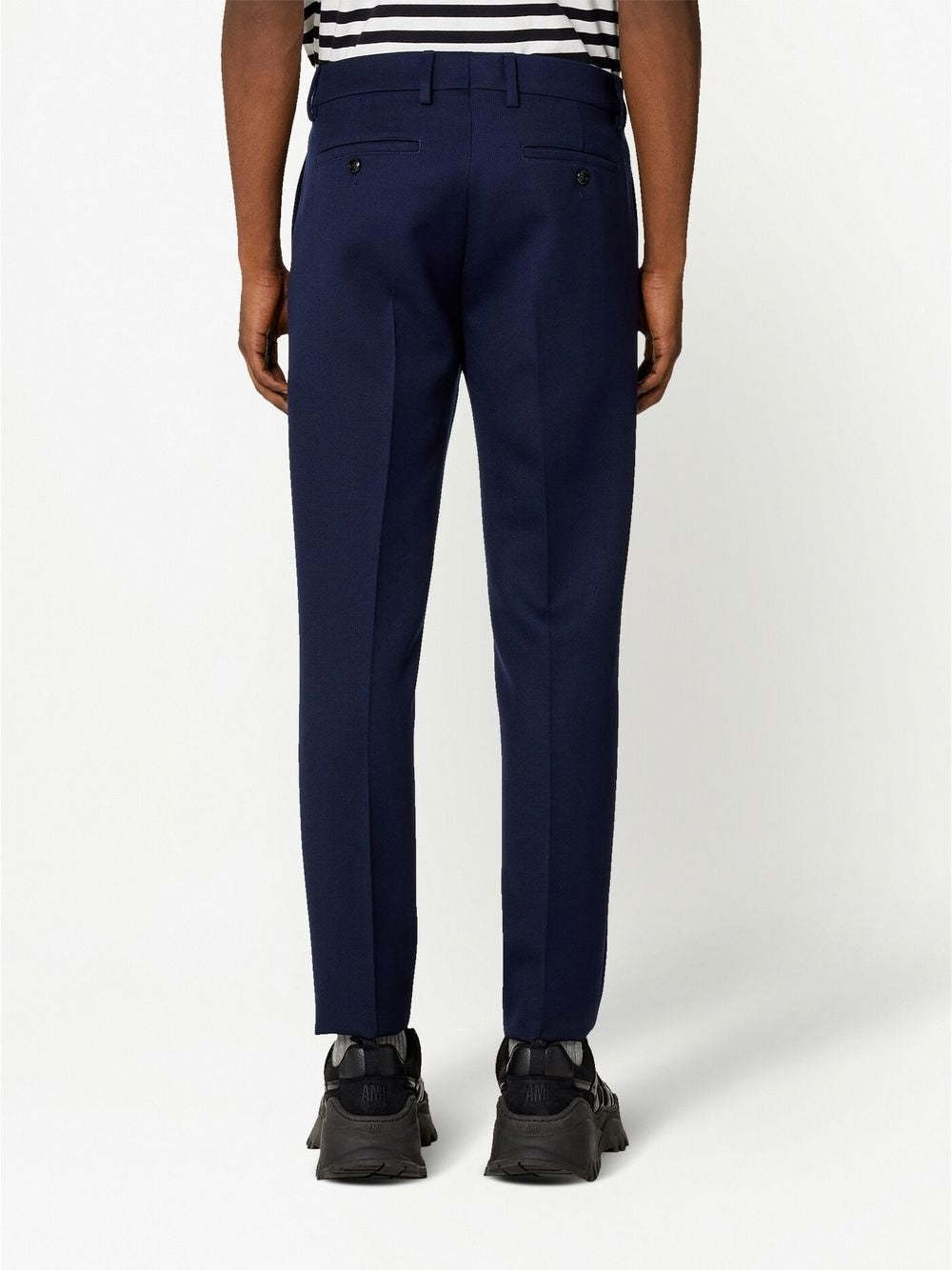 Ami Alexandre Mattiussi Pressed-center Cropped Trousers In Black