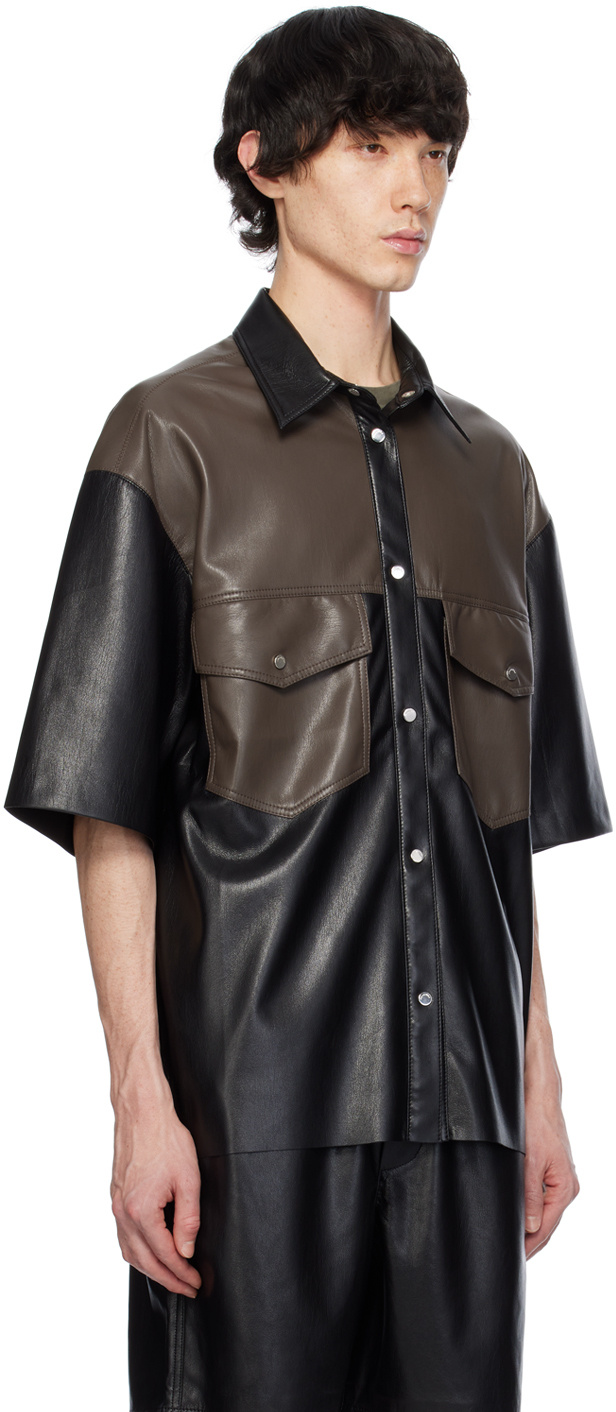 Nanushka Faux-leather Shirt In Black