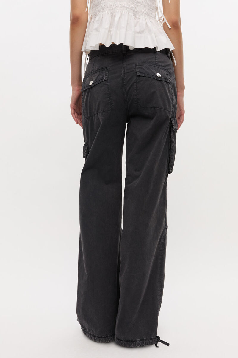 Ganni Women Organic Cotton Cargo Trousers In Black