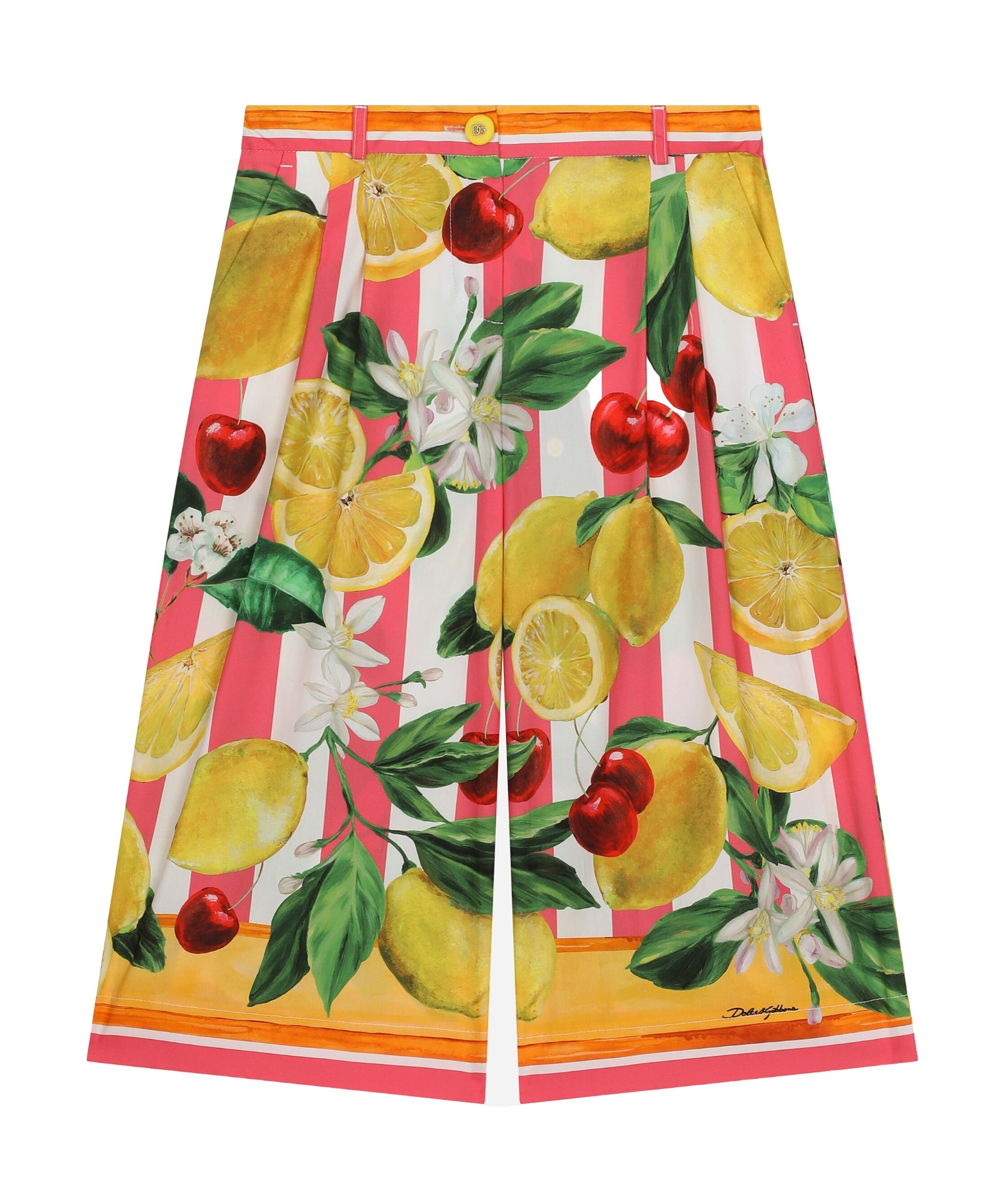 Shop Dolce & Gabbana Wide-leg Lemon-print Trousers In Multicolor