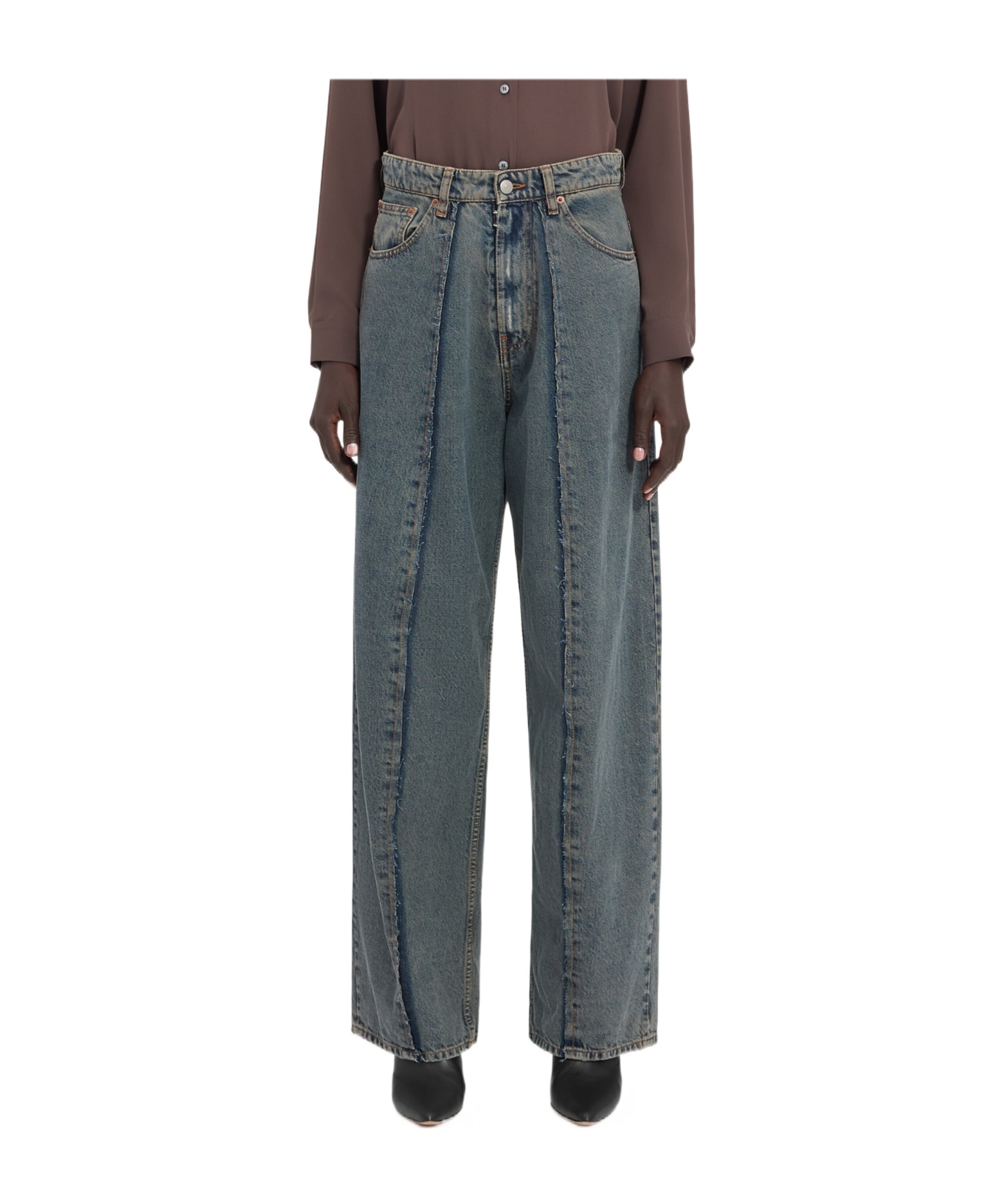 Mm6 Maison Margiela Wide-leg Jeans In Gray