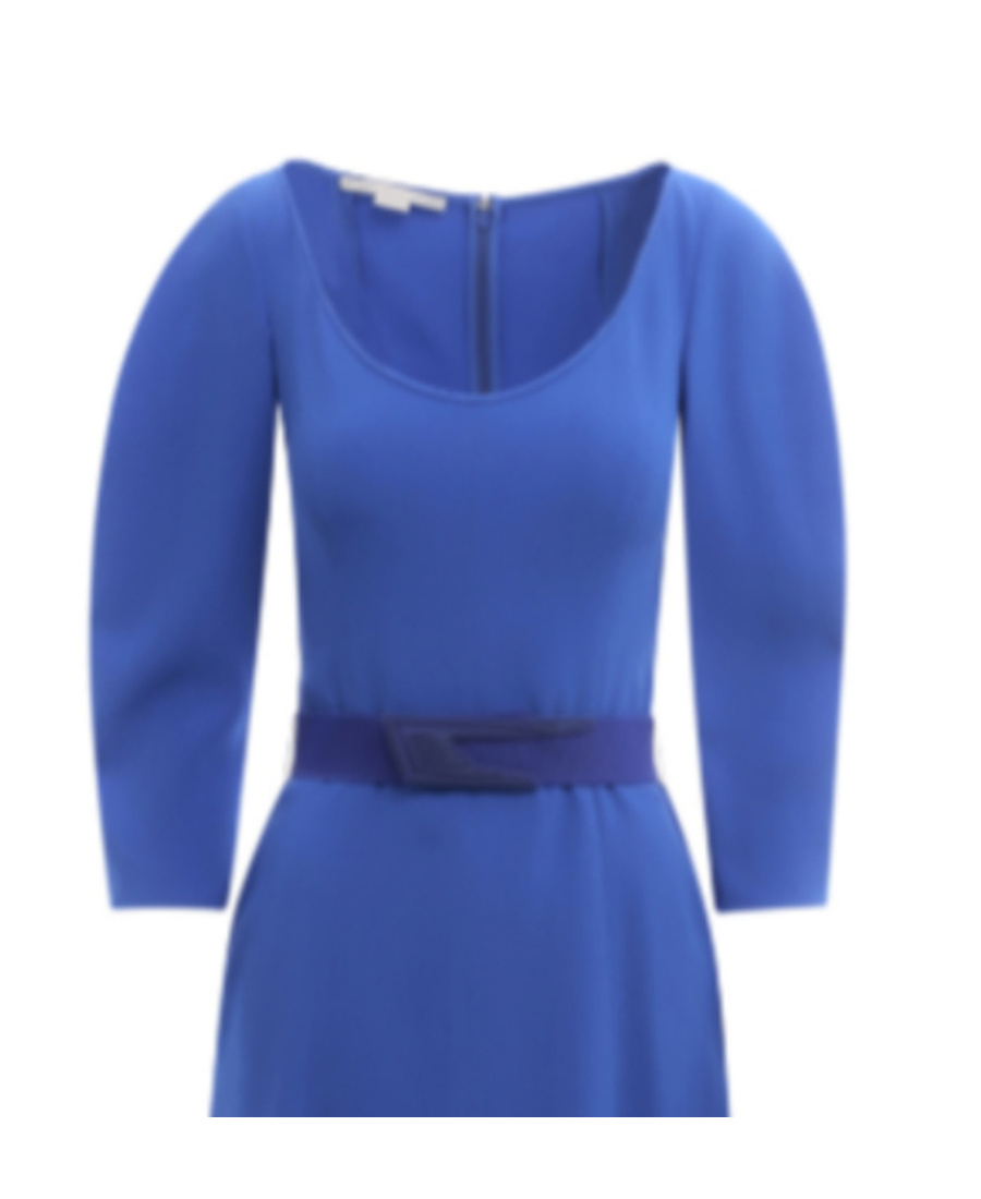 Stella Mccartney Blouson-sleeve Belted Mini Dress In Blue