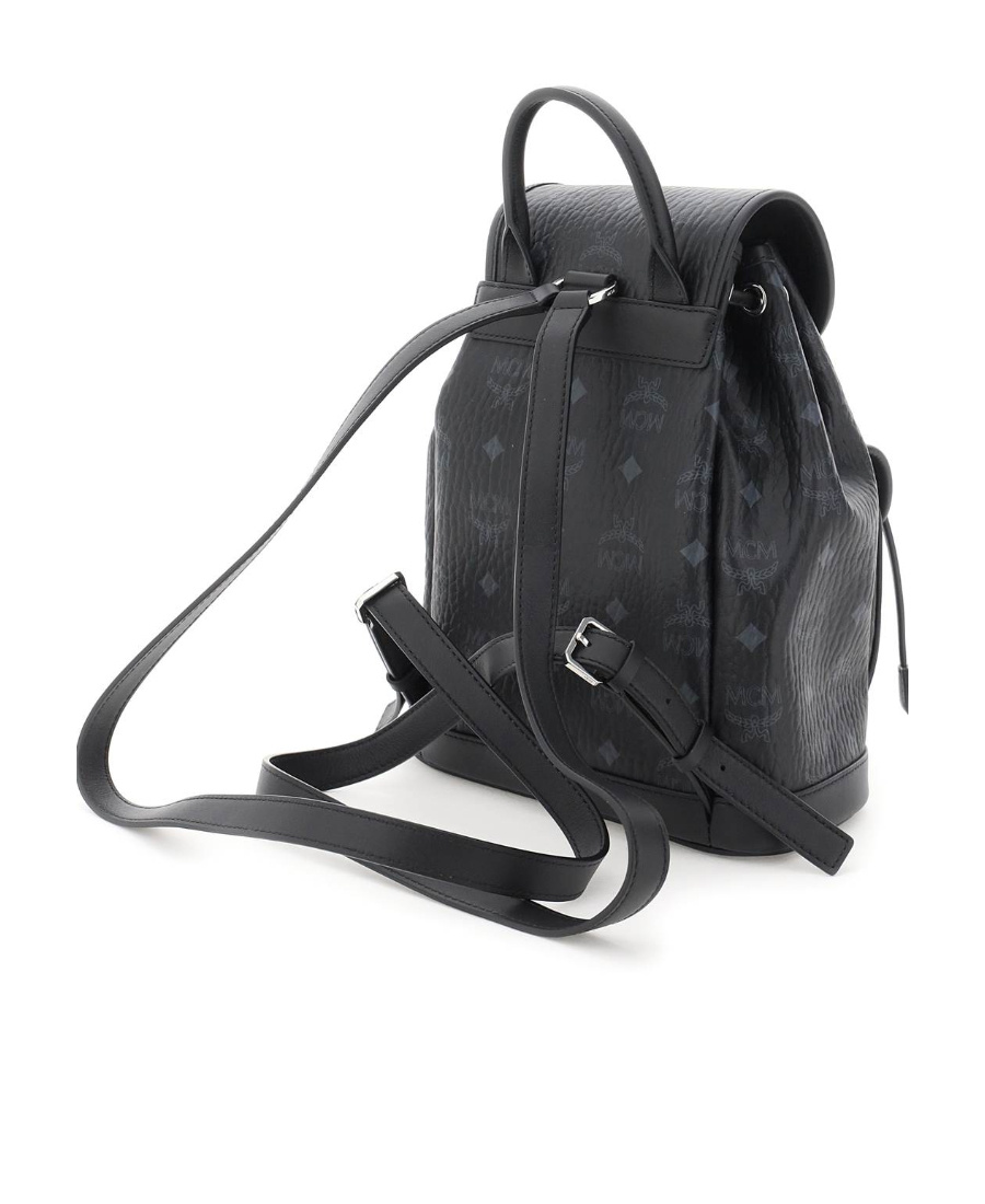 Mcm Aren Visetos Logo Backpack In Black
