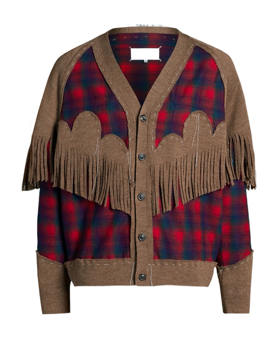 Maison Margiela X Pendleton Fringe-trim Wool Cardigan In Green