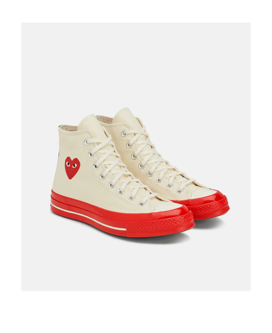 Comme Des Garçons Play High Lace-up Casual Sneakers In Nude