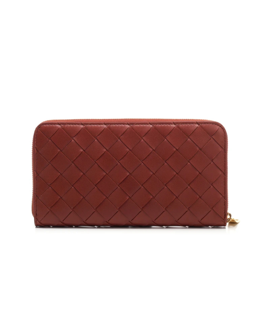 Bottega Veneta Intrecciato Weave Continental Wallet In Brown