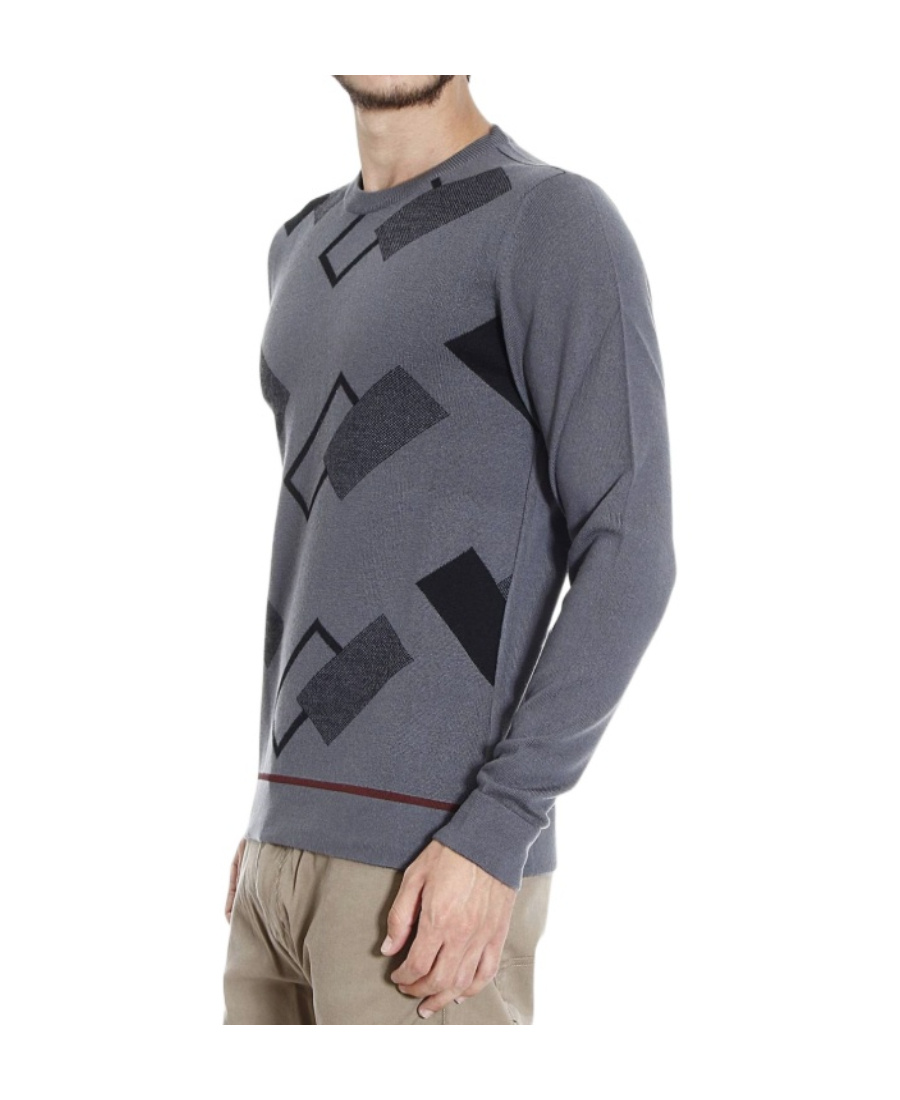 Armani Collezioni Printed Pattern Pullover In Black