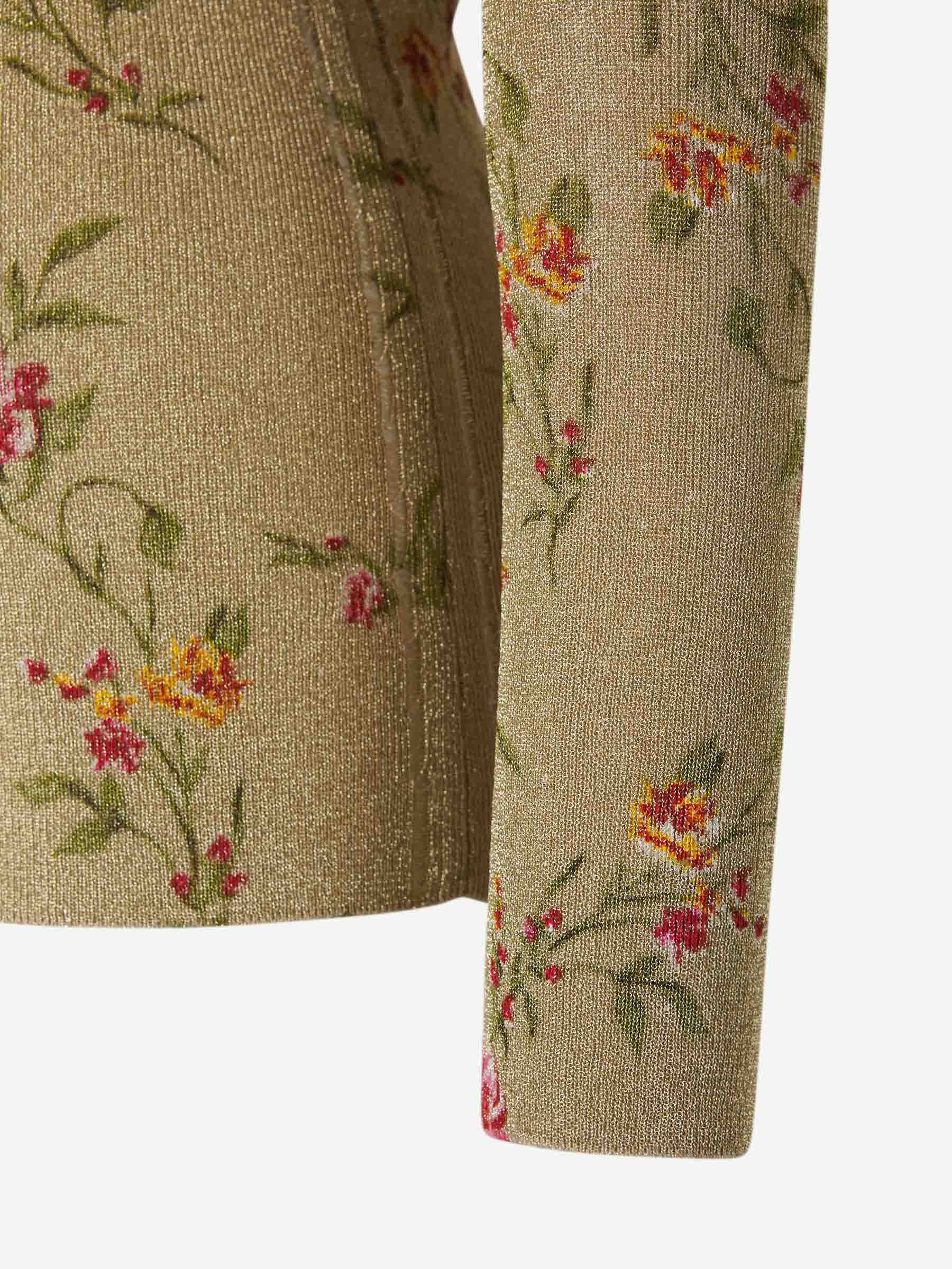 RABANNE PACO RABANNE FLORAL JACQUARD DISTRESSED CARDIGAN