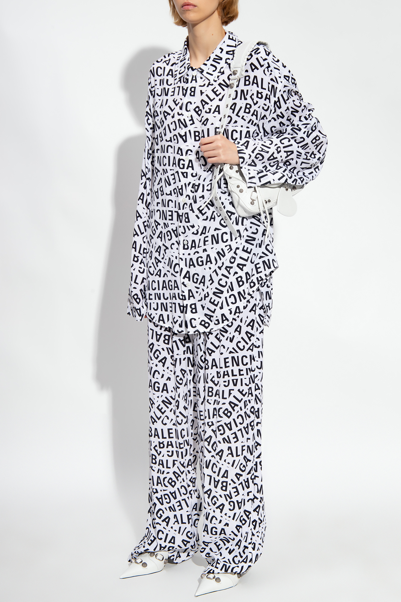 BALENCIAGA OVERSIZED LOGO-PRINT COTTON SHIRT