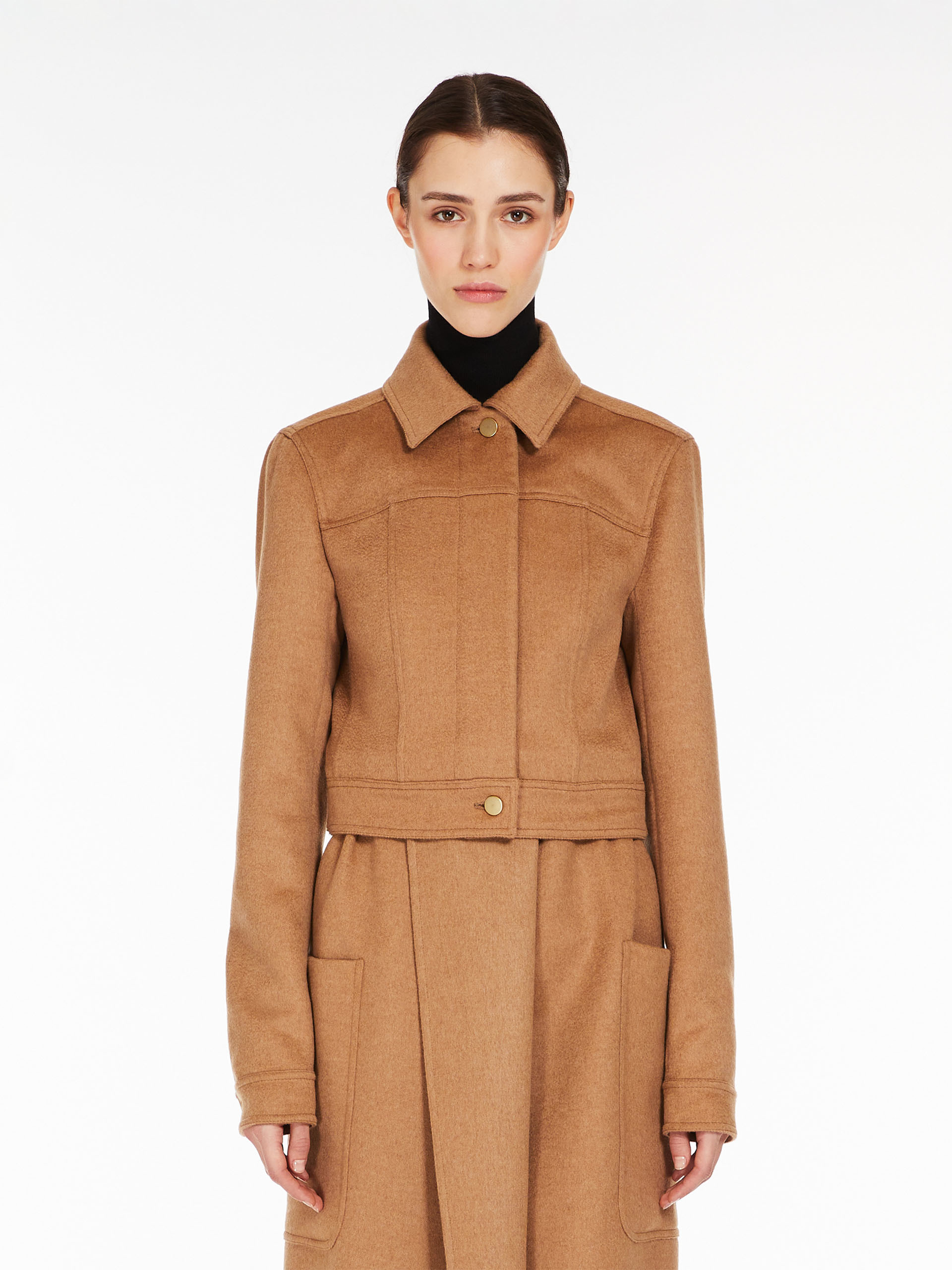 Max Mara Foglia Cropped Jacket In Brown