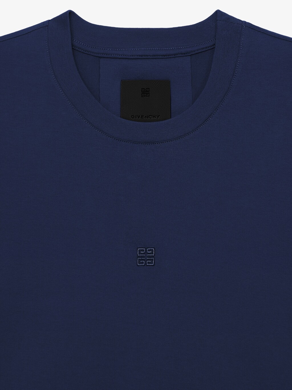 Givenchy Slim Fit T-shirt In Cotton With 4g Embroidery In Navy