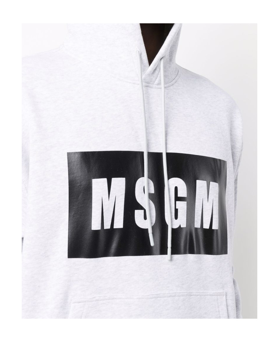 Msgm Logo-print Cotton Hoodie In White