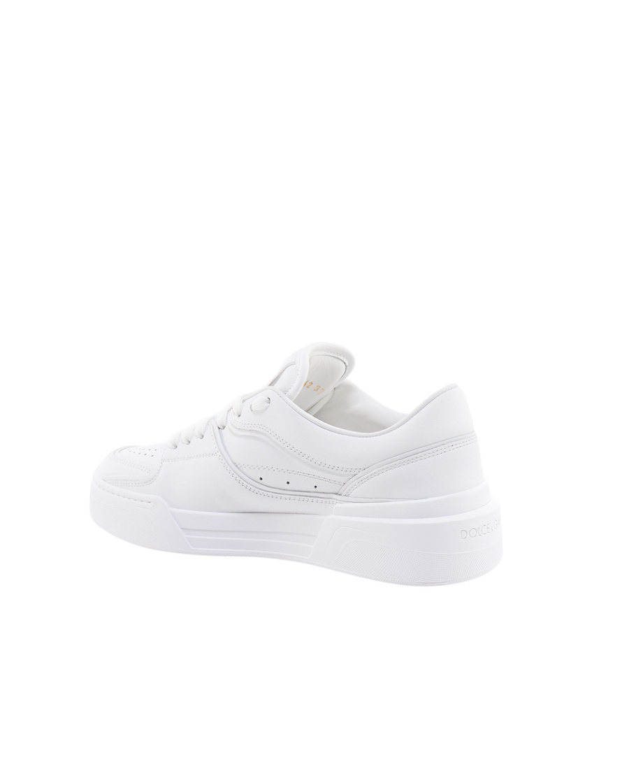 Dolce & Gabbana Logo Print Leather Lace-up Sneakers In White