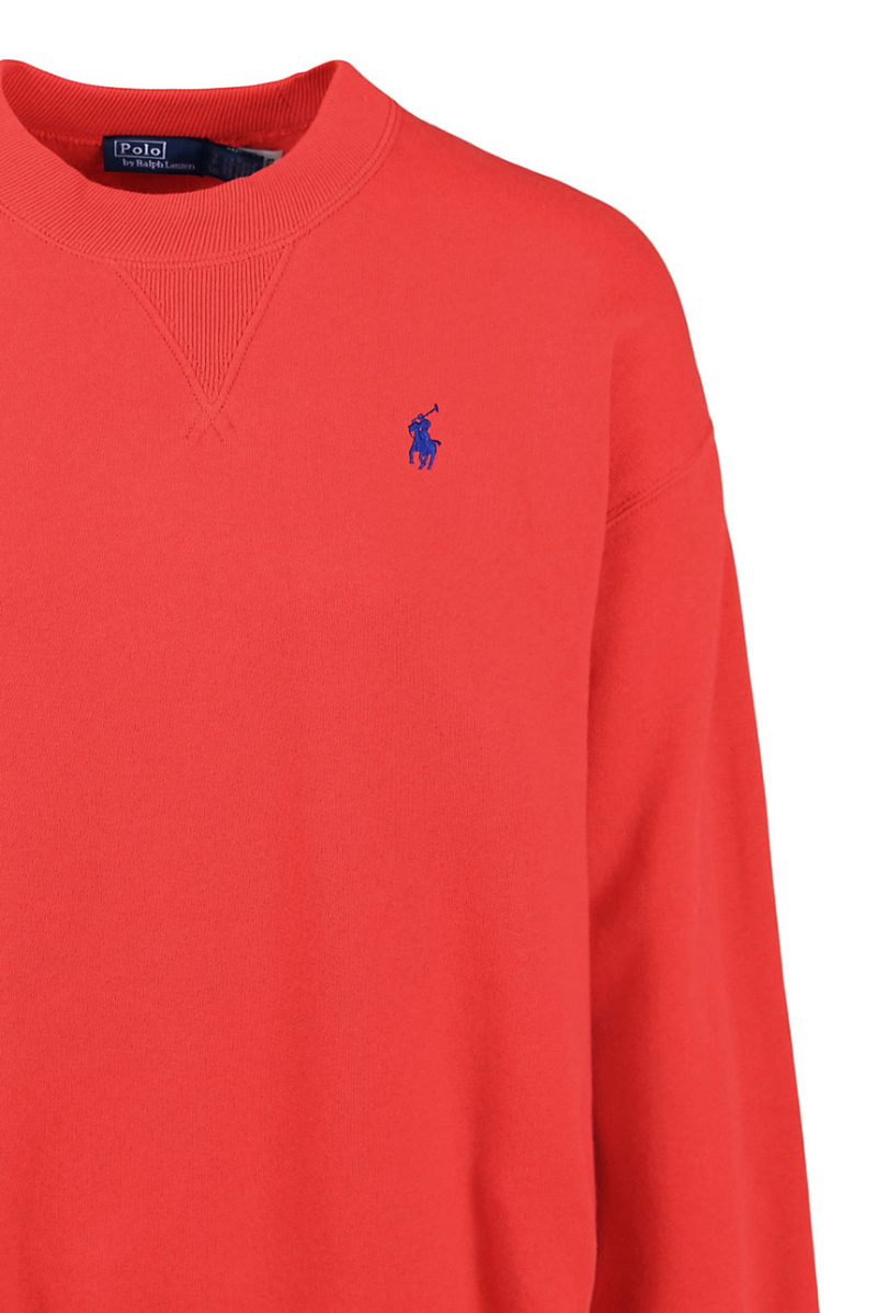 Polo Ralph Lauren Crew Neck Long Sleeve Sweatshirt With Ribbed Cuffs In Red