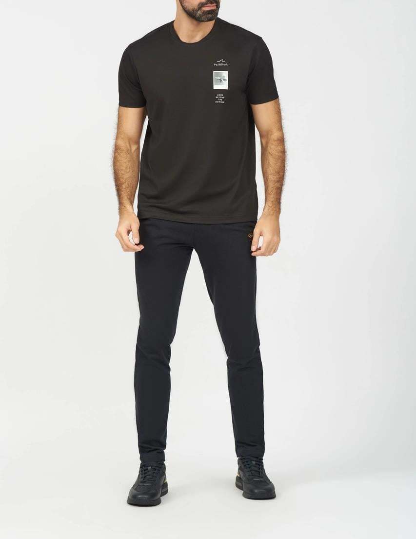 Paul & Shark Shark Graphic Print Crew Neck T-shirt In Black