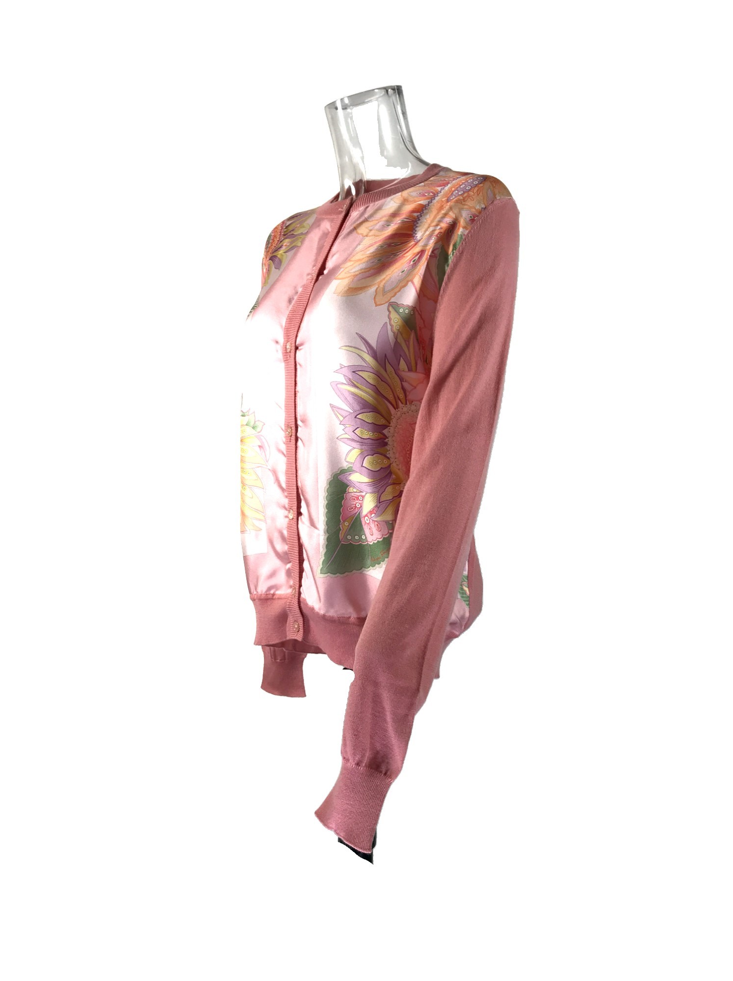 Ferragamo Long-sleeved Stitched Cardigan In Pink