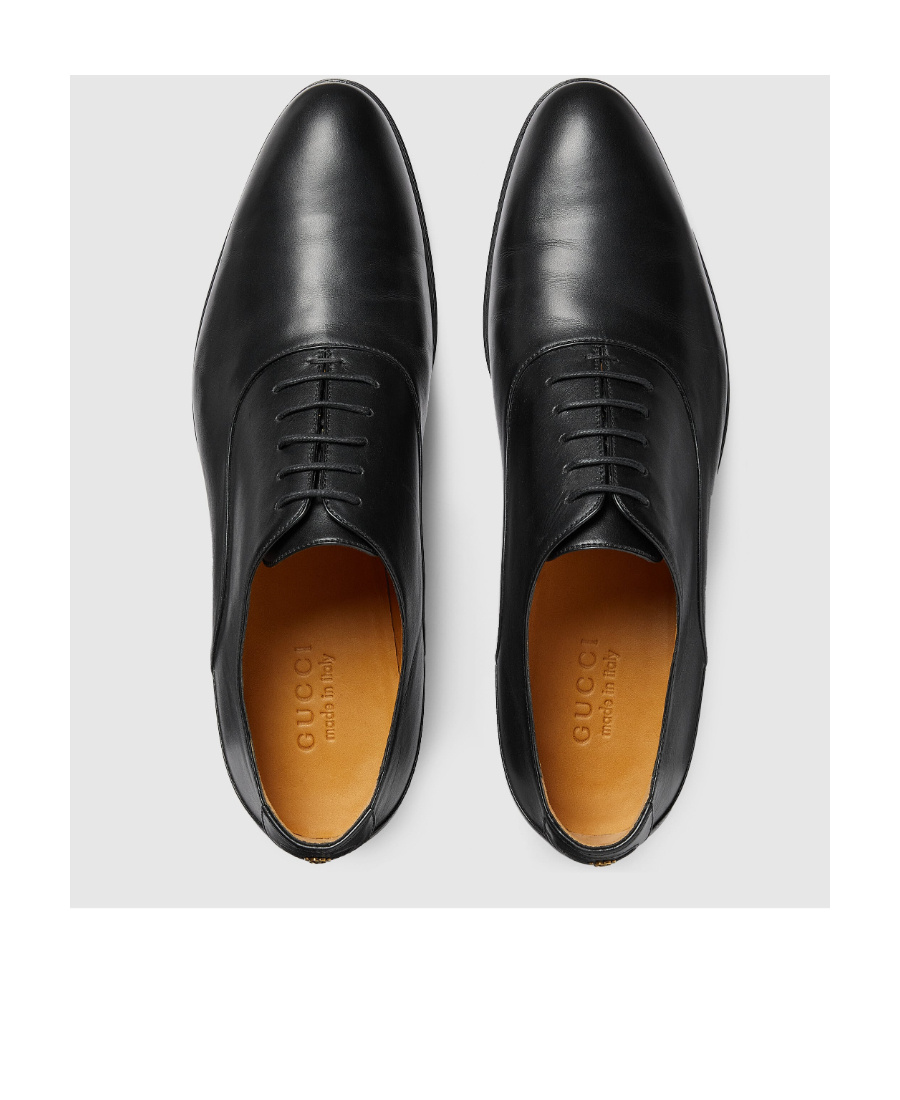 Gucci Men's Adel Double G Leather Oxfords In Black