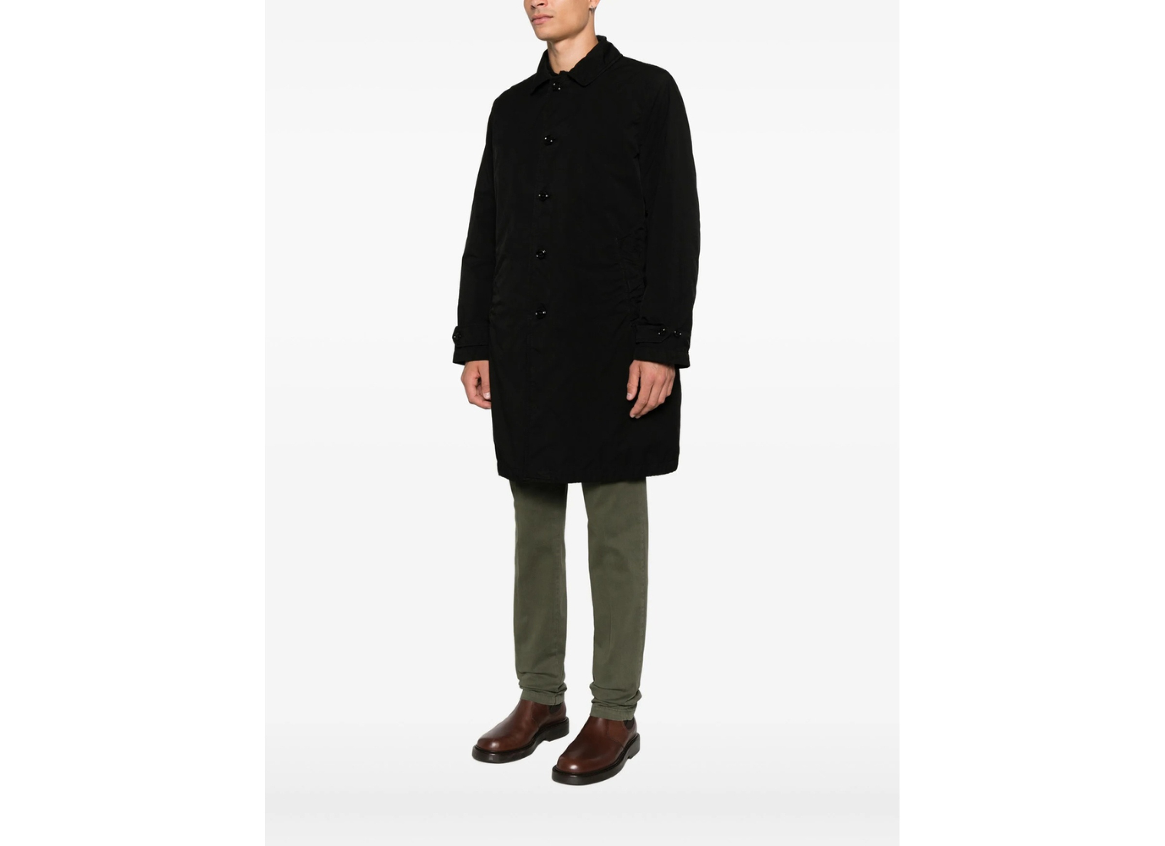 Aspesi Spread-collar Single-breasted Coat In Black