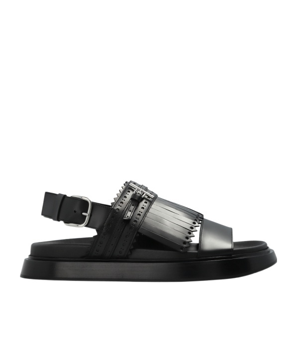 Alexander Mcqueen Round Toe Flat Sandals In Black