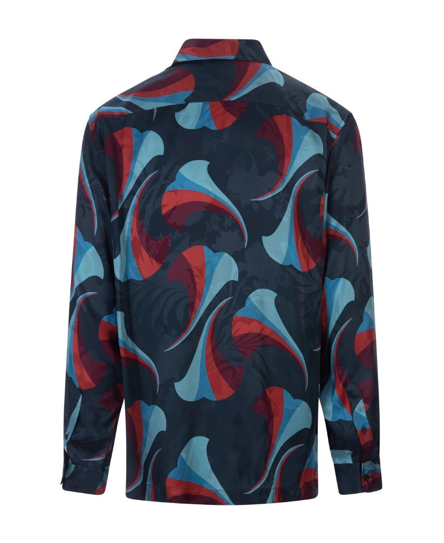 Etro Floral Print Silk Shirt In Black