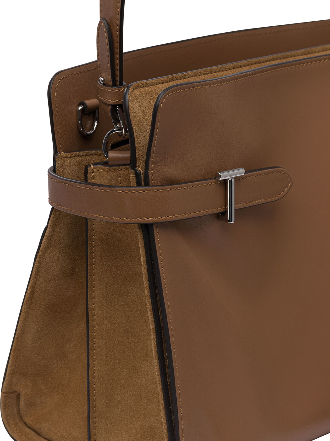 Le Tanneur Large Smooth And Nubuck Leather Shoulder Bag