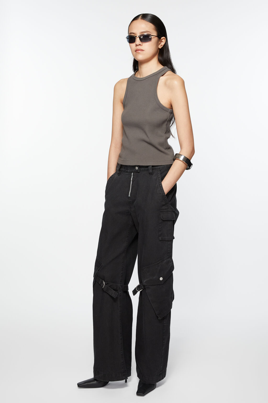 Acne Studios Mid-waist Straight-leg Trousers In Black