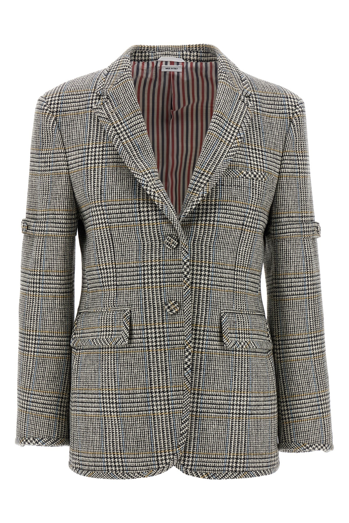 Thom Browne Checked Single-breasted Blazer In Gray