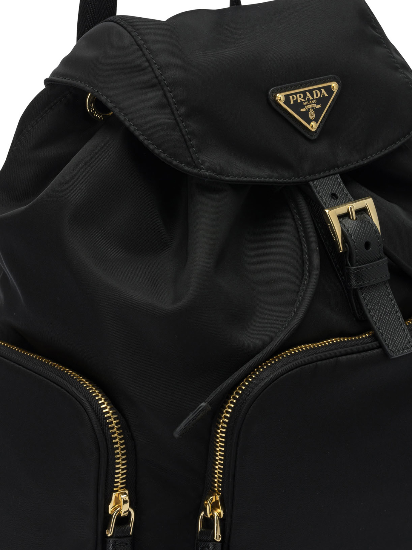 Prada Functional Backpack With Adjustable Straps And Pocket In Black