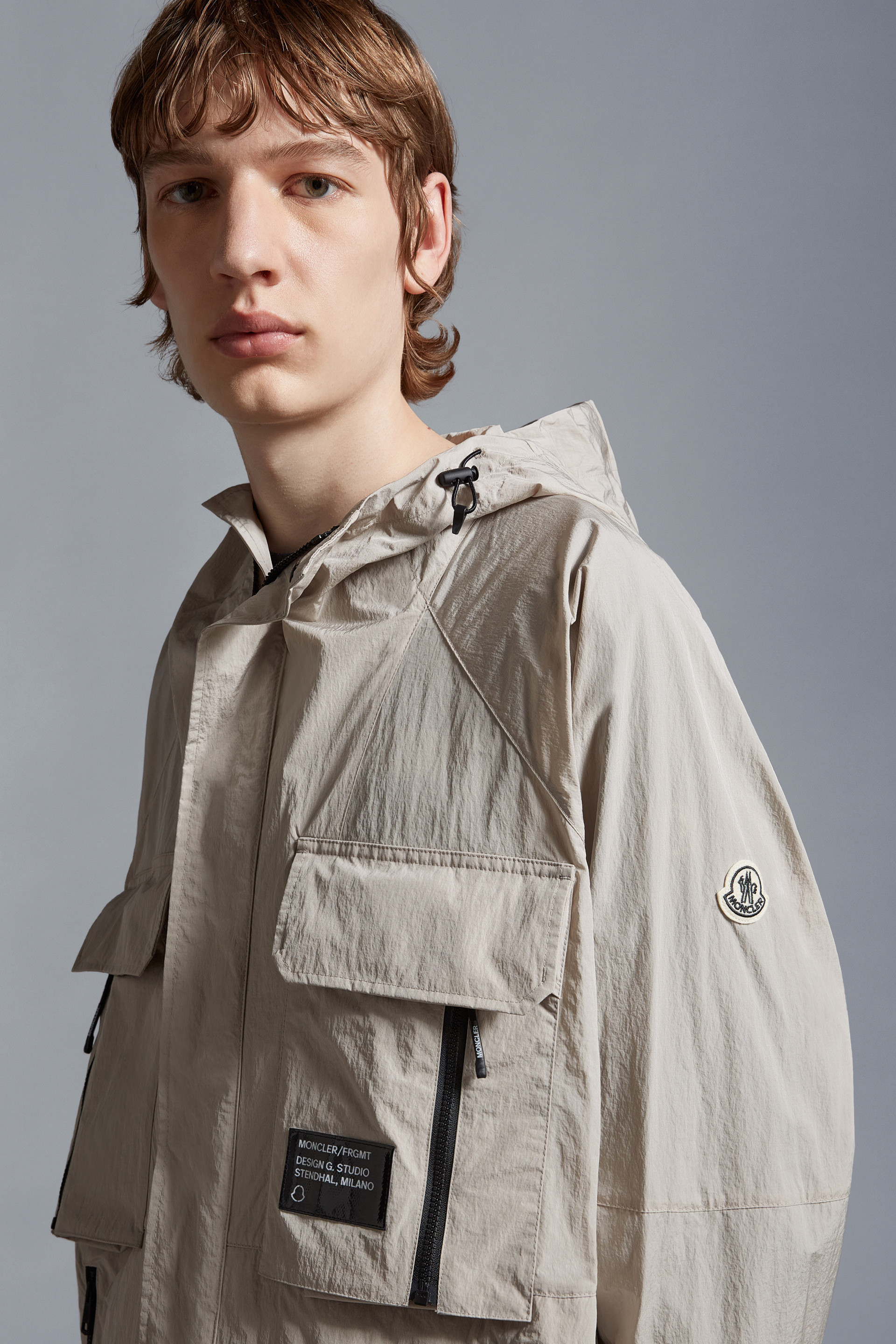 Moncler X Frgmt Dotter Short Trench Coat In Gray