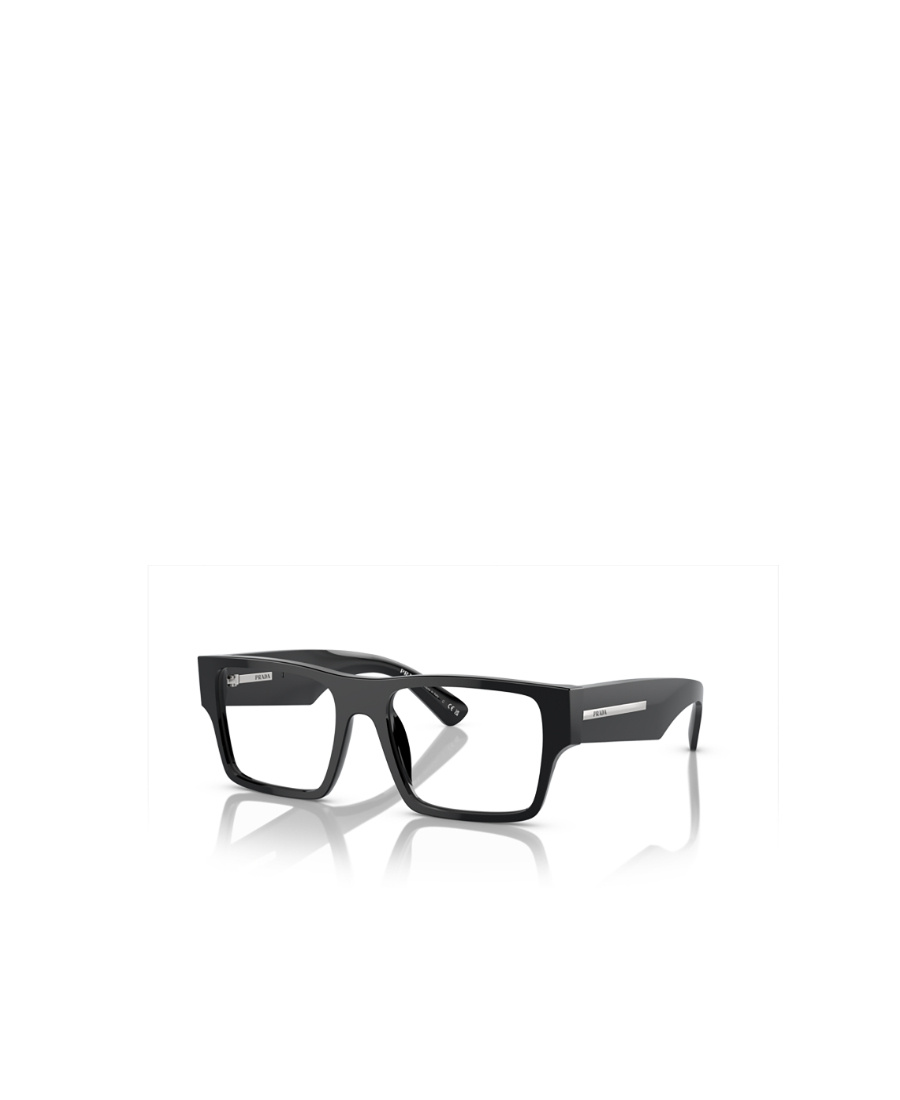 Prada Logo-print Rectangle-frame Glasses In Black