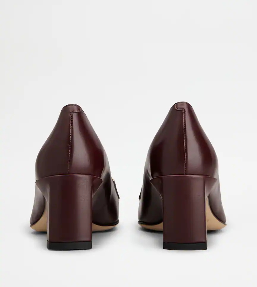 Tod's 55mm Block-heel Leather Pumps In Burgundy
