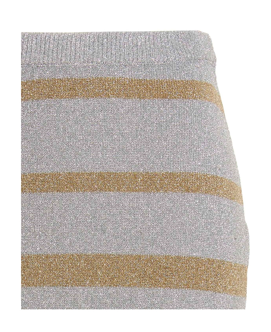 Rabanne Striped-pattern Lurex Maxi Skirt In Gray
