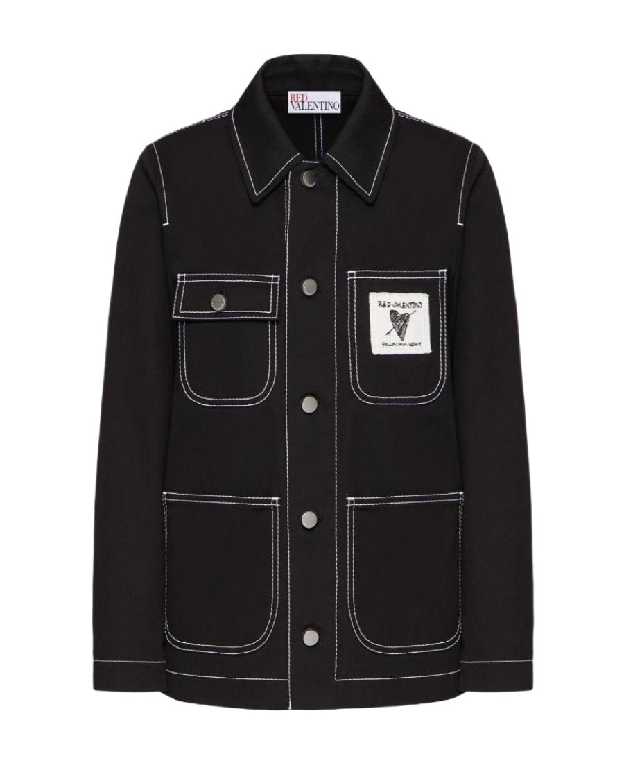 Red Valentino Lapel Casual Jacket In Black