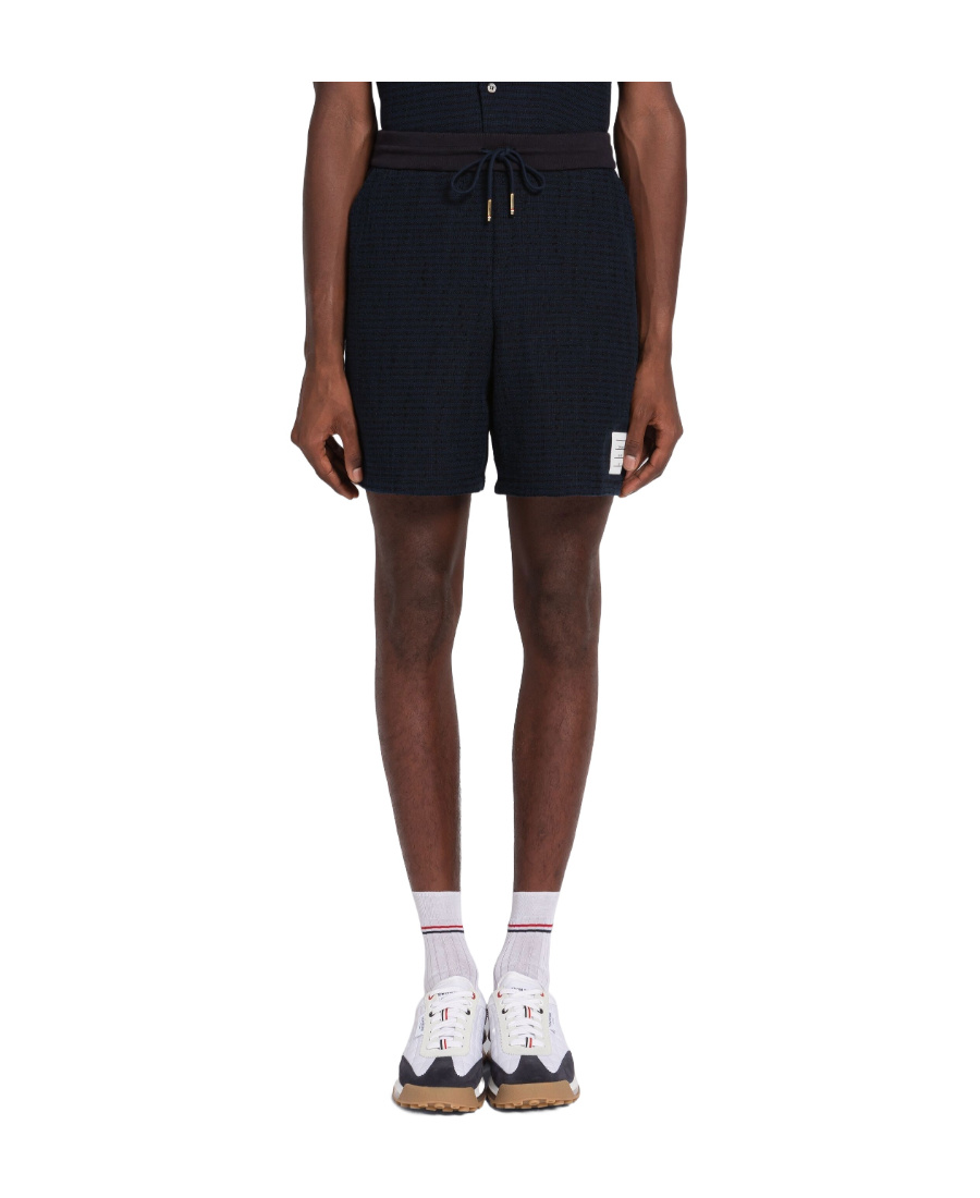 Thom Browne University Stripe-print Track Shorts In Black