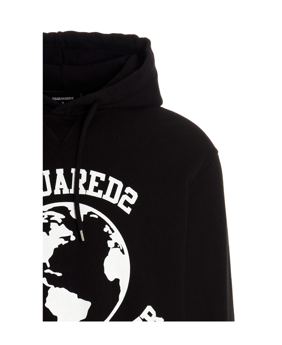 Dsquared2 Globetrotter Logo-print Hoodie In Black